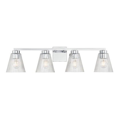 Millennium Riville 4Lt Bathroom Vanity Light, Chrome/Clear Striated