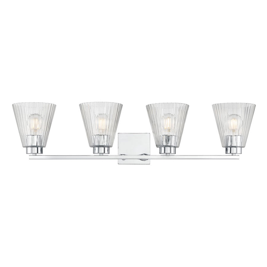 Millennium Riville 4Lt Bathroom Vanity Light, Chrome/Clear Striated