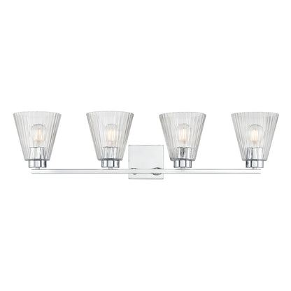 Millennium Riville 4Lt Bathroom Vanity Light, Chrome/Clear Striated