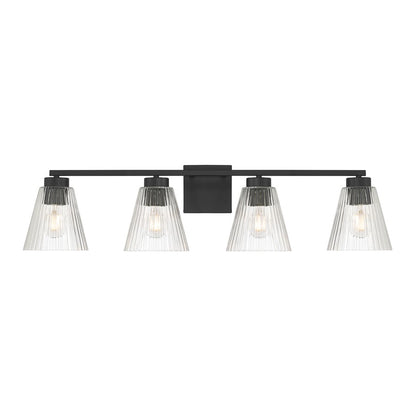 Millennium Riville 4Lt Bathroom Vanity Light, Black/Clear Striated