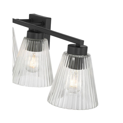 Millennium Riville 4Lt Bathroom Vanity Light, Black/Clear Striated