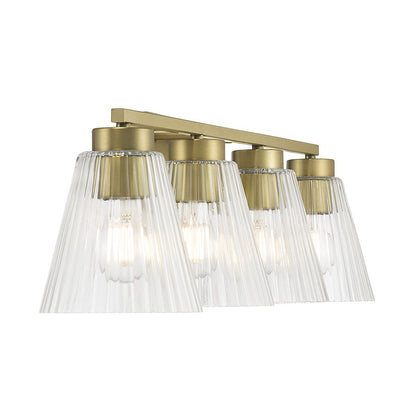 Millennium Riville 4Lt Bathroom Vanity Light, Brass/Clear Striated