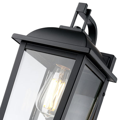 Millennium Houston 17" High 1Lt Outdoor Wall Lantern, Black/Clear