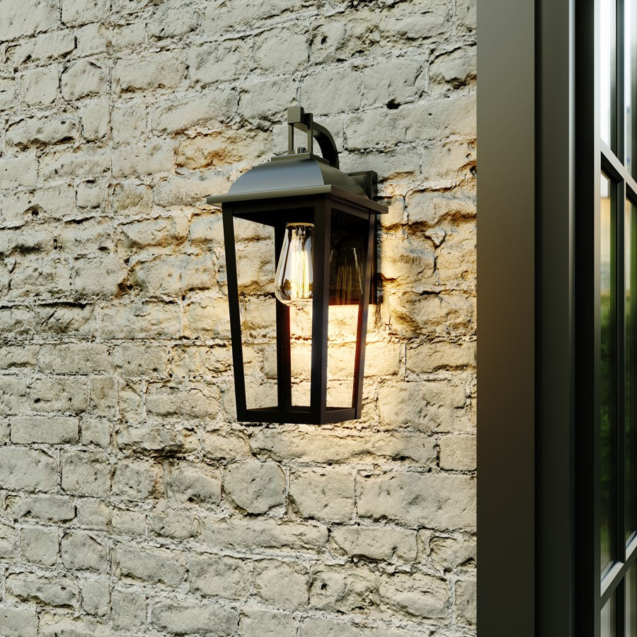Millennium Houston 17" High 1Lt Outdoor Wall Lantern, Black/Clear