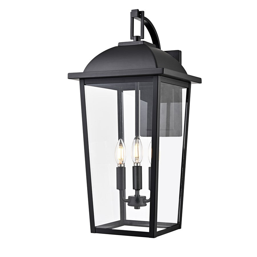Millennium Houston 24" High 3Lt Outdoor Wall Lantern, Black/Clear - 6303-PBK