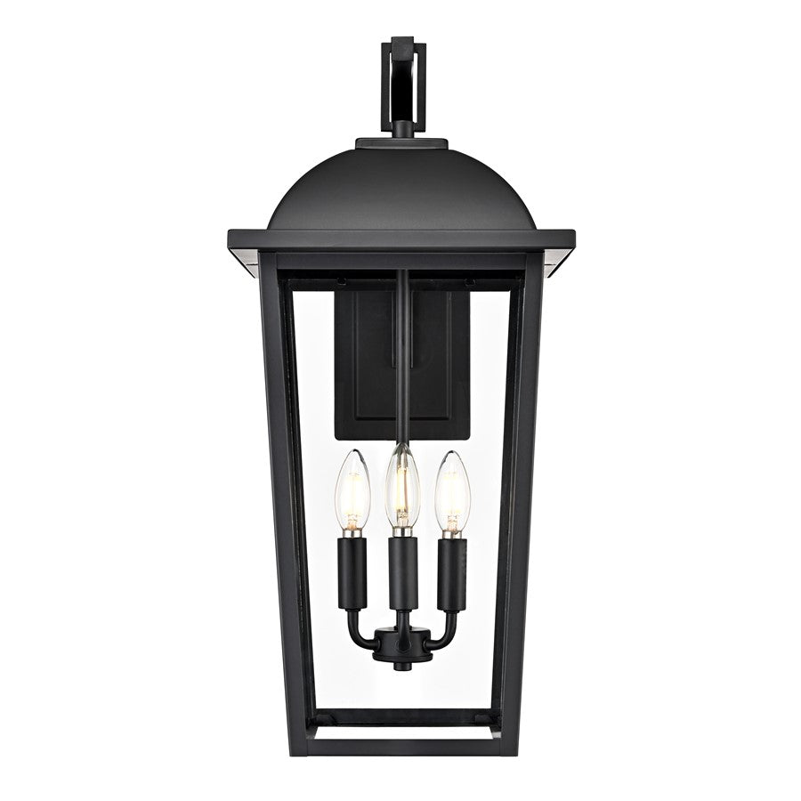 Millennium Houston 24" High 3Lt Outdoor Wall Lantern, Black/Clear