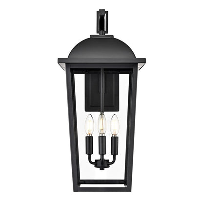 Millennium Houston 24" High 3Lt Outdoor Wall Lantern, Black/Clear