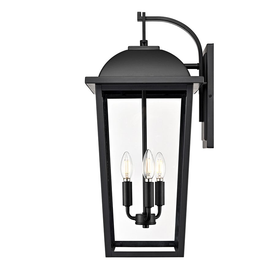 Millennium Houston 24" High 3Lt Outdoor Wall Lantern, Black/Clear