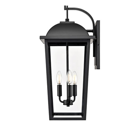 Millennium Houston 24" High 3Lt Outdoor Wall Lantern, Black/Clear