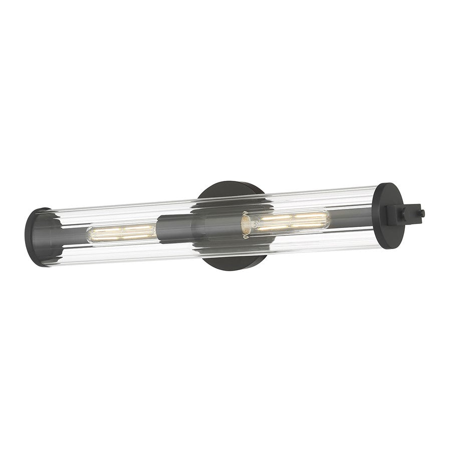 Millennium Cylora 2Lt Bathroom VanityLt Bar, Black/Clear Striated - 63102-MB