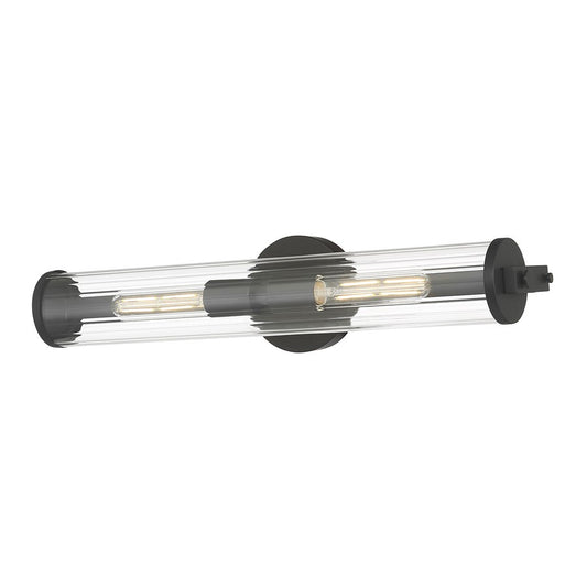 Millennium Cylora 2Lt Bathroom VanityLt Bar, Black/Clear Striated - 63102-MB