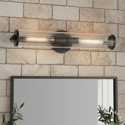 Millennium Cylora 2Lt Bathroom VanityLt Bar, Black/Clear Striated