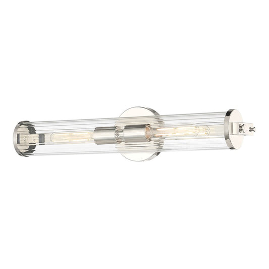 Millennium Cylora 2Lt Bathroom VanityLt Bar, Nickel/Clear Striated - 63102-PN