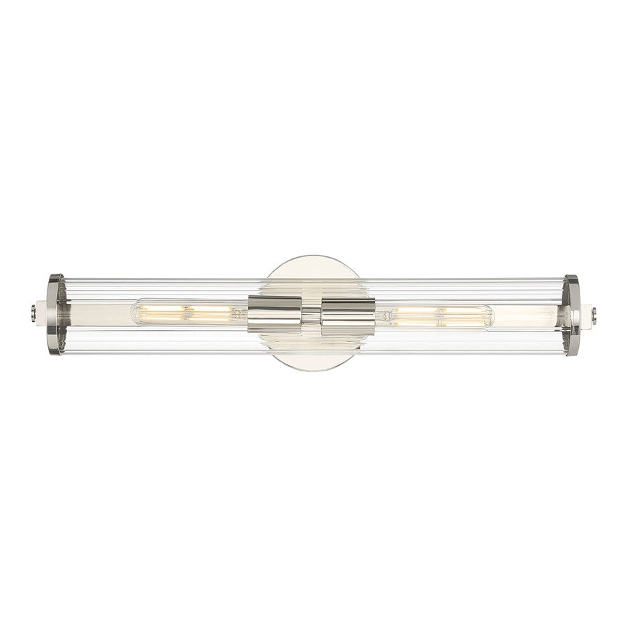 Millennium Cylora 2Lt Bathroom VanityLt Bar, Nickel/Clear Striated