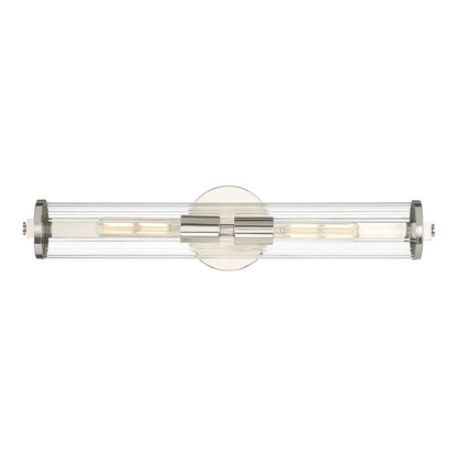 Millennium Cylora 2Lt Bathroom VanityLt Bar, Nickel/Clear Striated