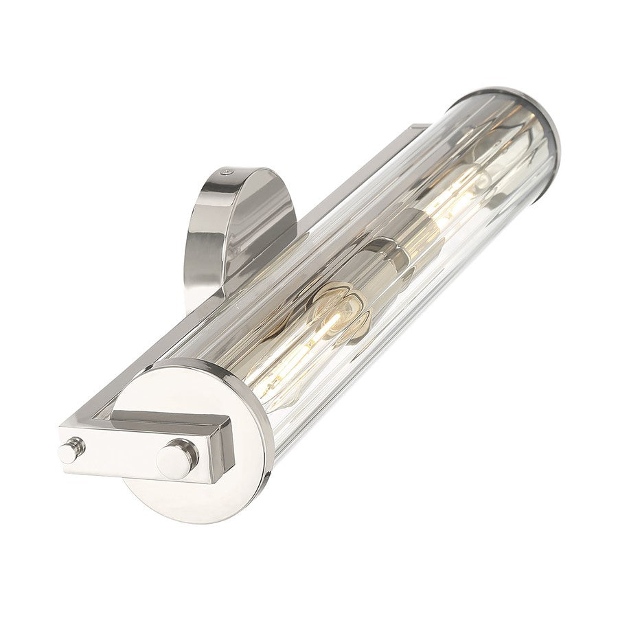 Millennium Cylora 2Lt Bathroom VanityLt Bar, Nickel/Clear Striated