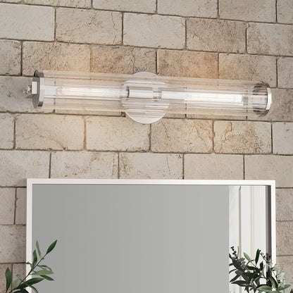 Millennium Cylora 2Lt Bathroom VanityLt Bar, Nickel/Clear Striated