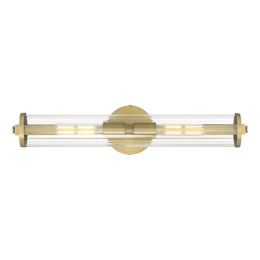 Millennium Cylora 2Lt Bathroom VanityLt Bar, Brass/Clear Striated