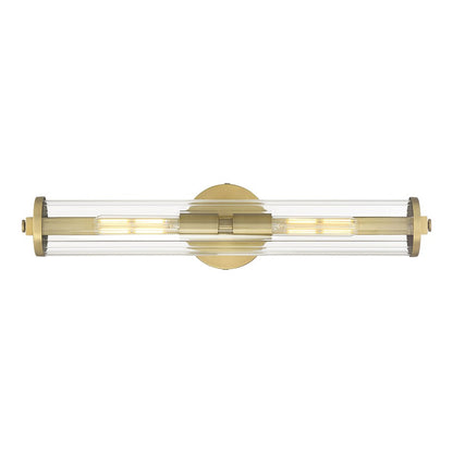 Millennium Cylora 2Lt Bathroom VanityLt Bar, Brass/Clear Striated