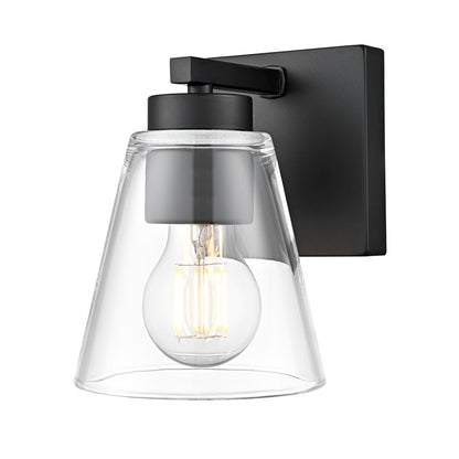 Millennium Lighting Strayhan 6.75" High 1Lt Wall Sconce, Black/Clear - 64001-MB