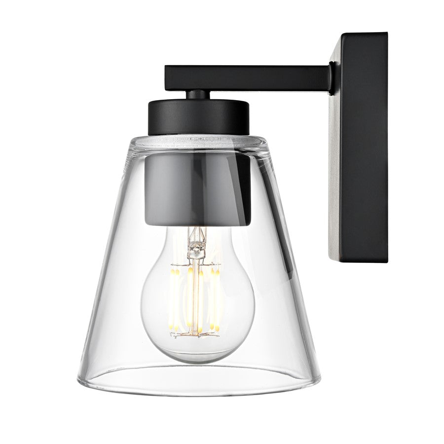 Millennium Lighting Strayhan 6.75" High 1Lt Wall Sconce, Black/Clear