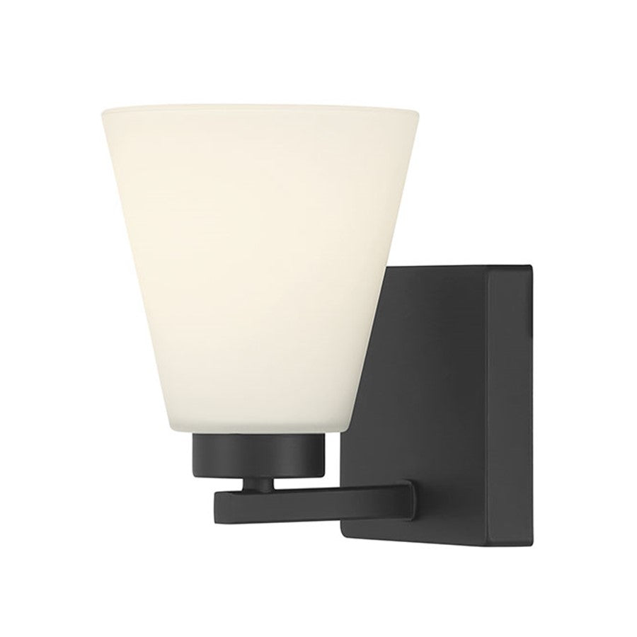 Millennium Strayhan 1Lt Wall Sconce, Black/White Frosted