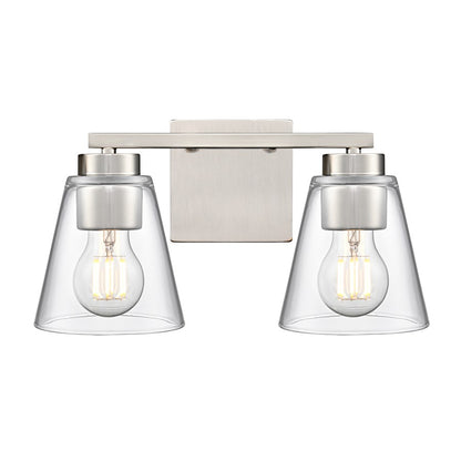 Millennium Lighting Strayhan 13" 2Lt Vanity, Brushed Nickel/Clear