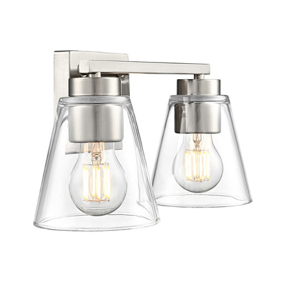 Millennium Lighting Strayhan 13" 2Lt Vanity, Brushed Nickel/Clear