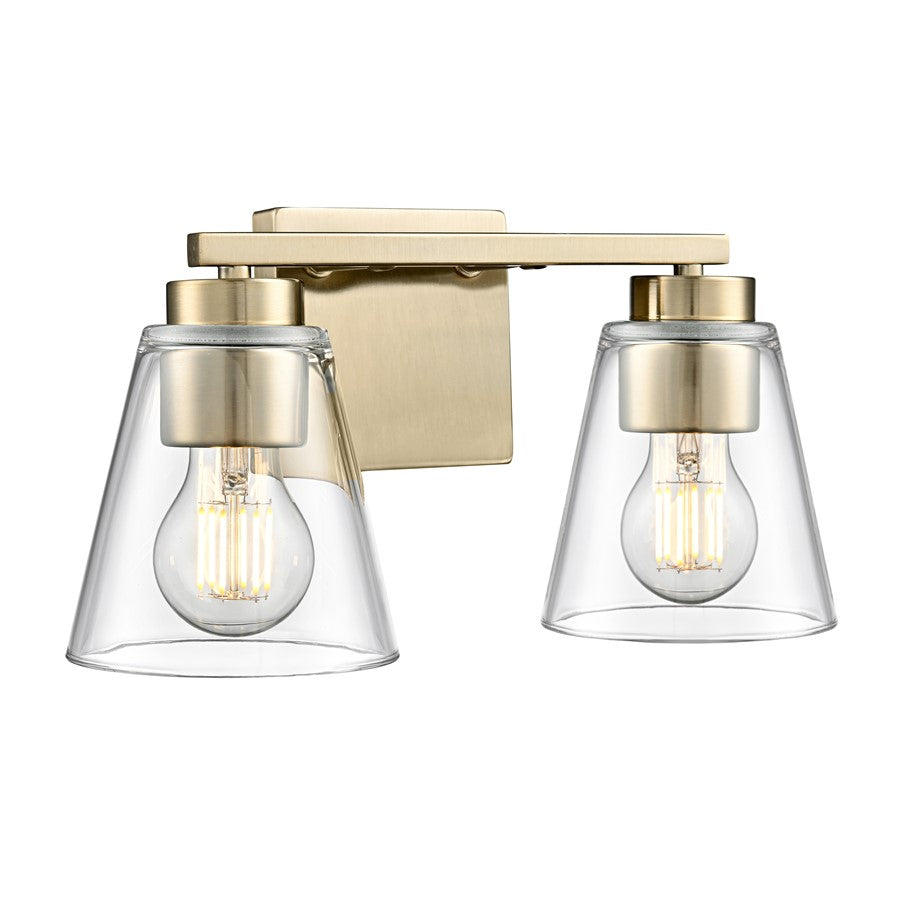 Millennium Lighting Strayhan 13" 2Lt Vanity, Modern Gold/Clear - 64002-MG