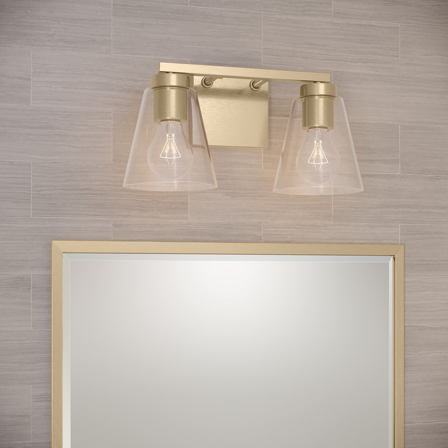 Millennium Lighting Strayhan 13" 2Lt Vanity, Modern Gold/Clear