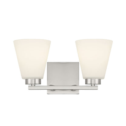 Millennium Strayhan 2Lt Bathroom Vanity Light, Nickel/White Frosted