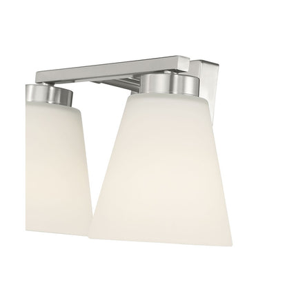 Millennium Strayhan 2Lt Bathroom Vanity Light, Nickel/White Frosted