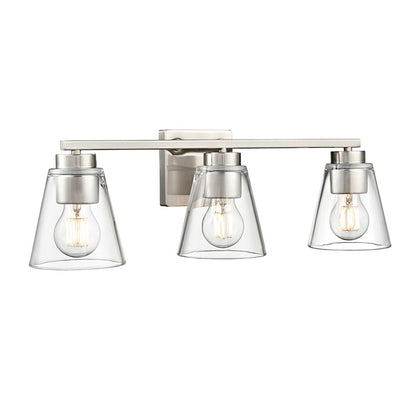 Millennium Lighting Strayhan 22" 3Lt Vanity, Brushed Nickel/Clear - 64003-BN