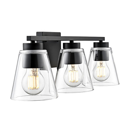 Millennium Lighting Strayhan 22" 3Lt Vanity, Matte Black/Clear