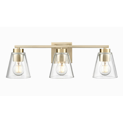 Millennium Lighting Strayhan 22" 3Lt Vanity, Modern Gold/Clear