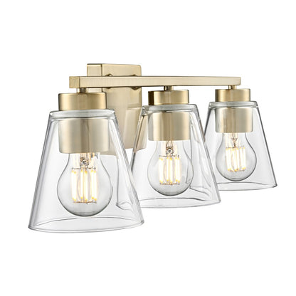 Millennium Lighting Strayhan 22" 3Lt Vanity, Modern Gold/Clear