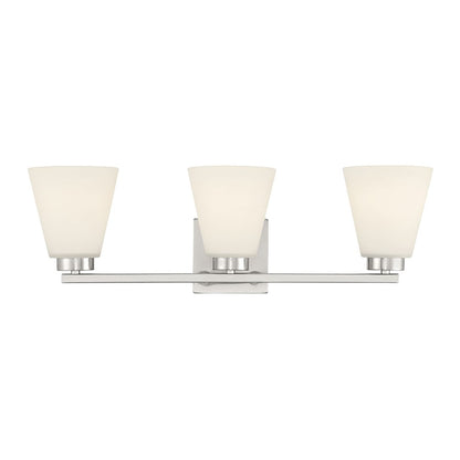Millennium Strayhan 3Lt Bathroom Vanity Light, Nickel/White Frosted