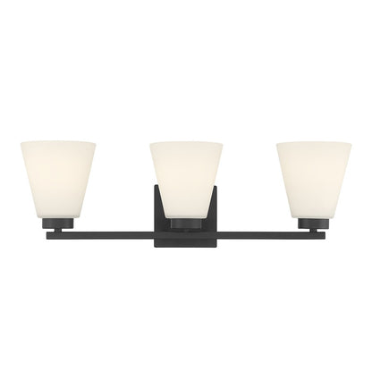 Millennium Strayhan 3Lt Bathroom Vanity Light, Black/White Frosted