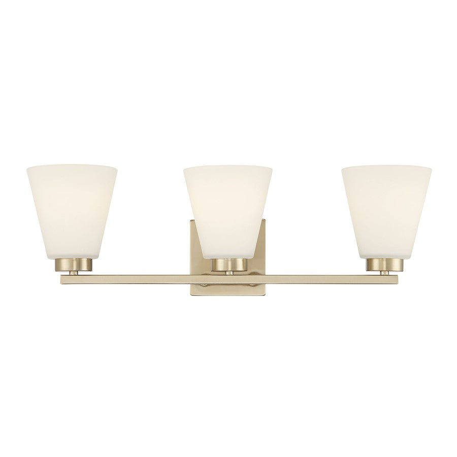 Millennium Strayhan 3Lt Bathroom Vanity Light, Gold/White Frosted