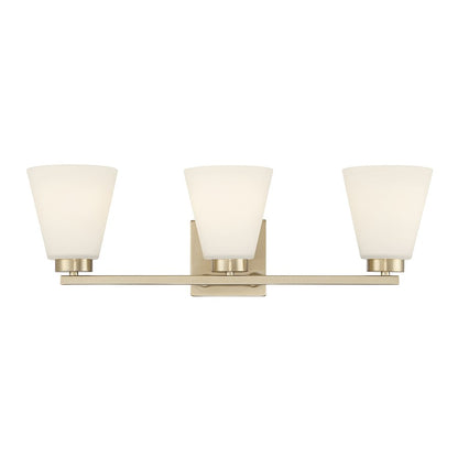 Millennium Strayhan 3Lt Bathroom Vanity Light, Gold/White Frosted