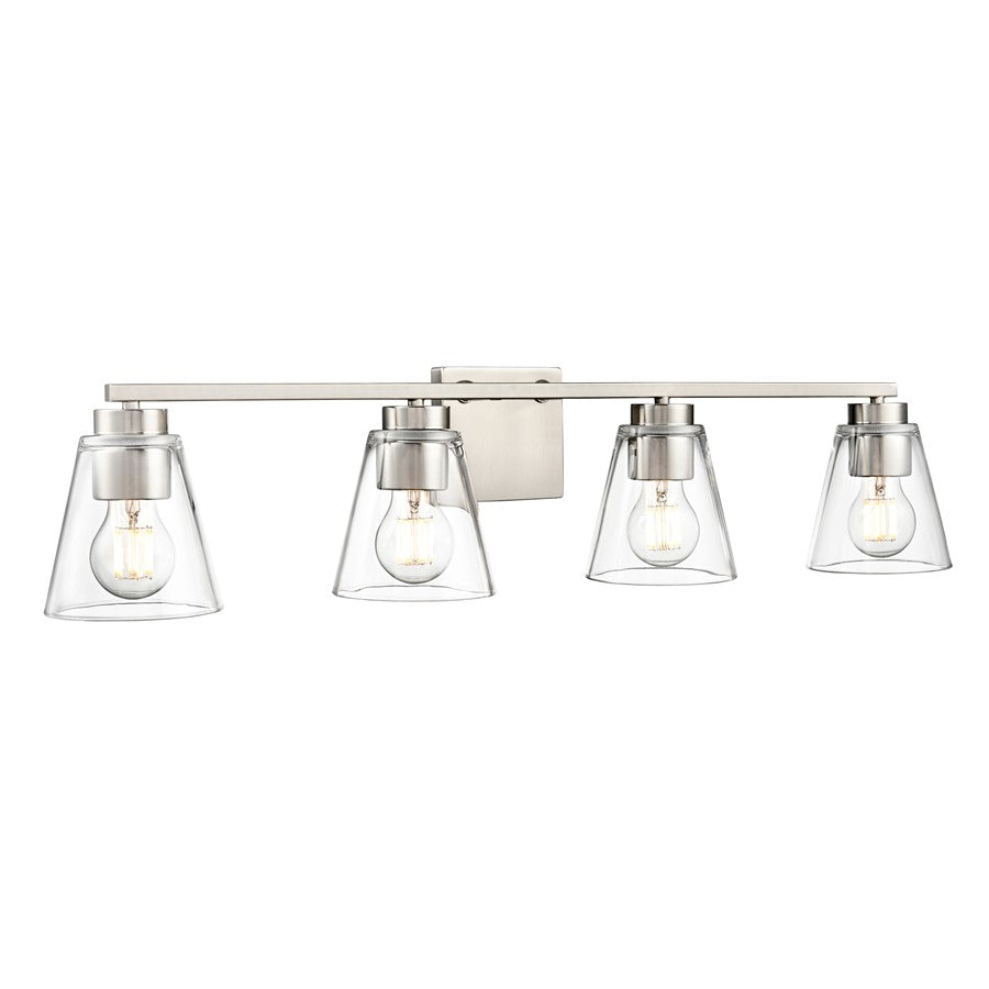 Millennium Lighting Strayhan 31" 4Lt Vanity, Brushed Nickel/Clear - 64004-BN