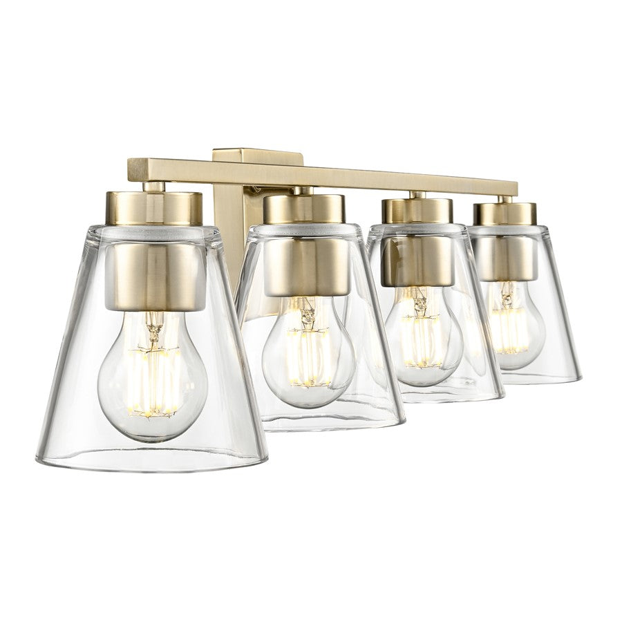 Millennium Lighting Strayhan 31" 4Lt Vanity, Modern Gold/Clear