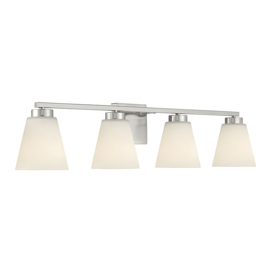 Millennium Strayhan 4Lt Bathroom Vanity Light, Nickel/White Frosted - 64004WG-BN