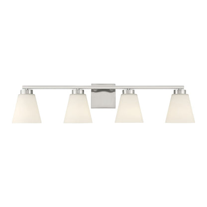 Millennium Strayhan 4Lt Bathroom Vanity Light, Nickel/White Frosted