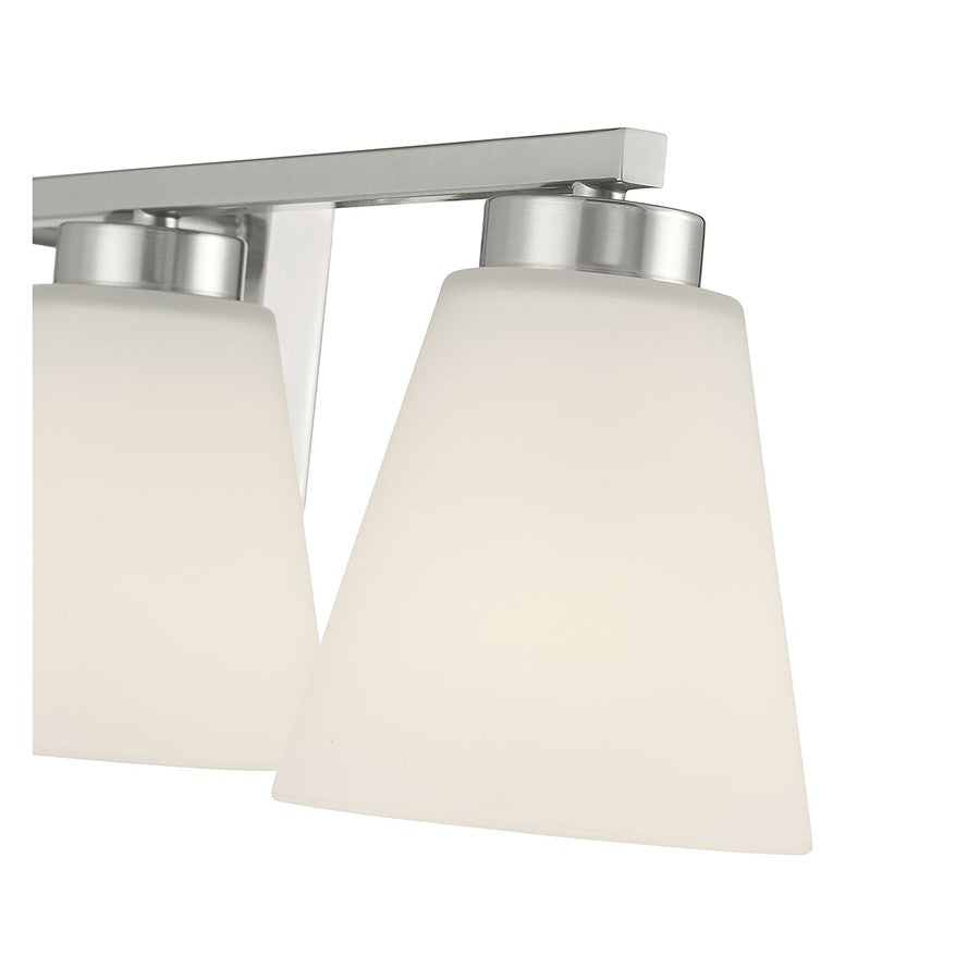 Millennium Strayhan 4Lt Bathroom Vanity Light, Nickel/White Frosted