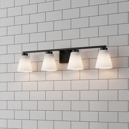Millennium Strayhan 4Lt Bathroom Vanity Light, Black/White Frosted