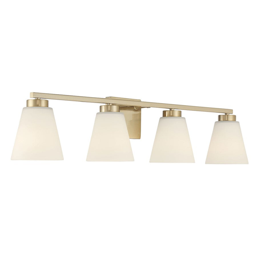 Millennium Strayhan 4Lt Bathroom Vanity Light, Gold/White Frosted