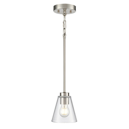 Millennium Lighting Strayhan 5.75" 1Lt Mini Pendant, Nickel/Clear