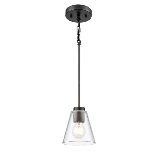 Millennium Lighting Strayhan 5.75" 1Lt Mini Pendant, Black/Clear - 64101-MB