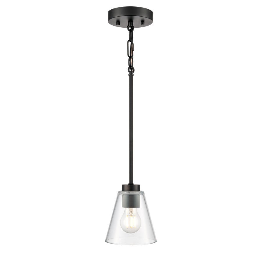 Millennium Lighting Strayhan 5.75" 1Lt Mini Pendant, Black/Clear